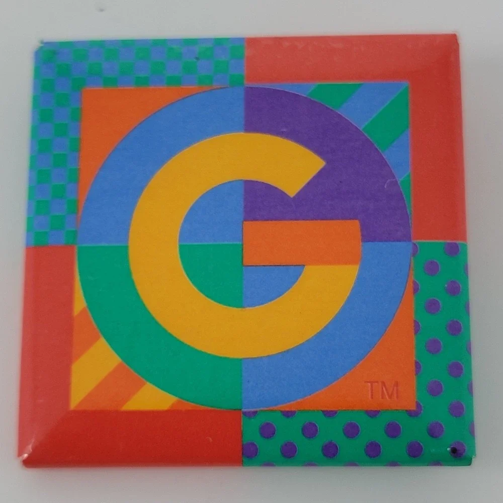 Rare! Colorful Vintage Gymboree Employee Logo Button Square Pin Kids Clothes